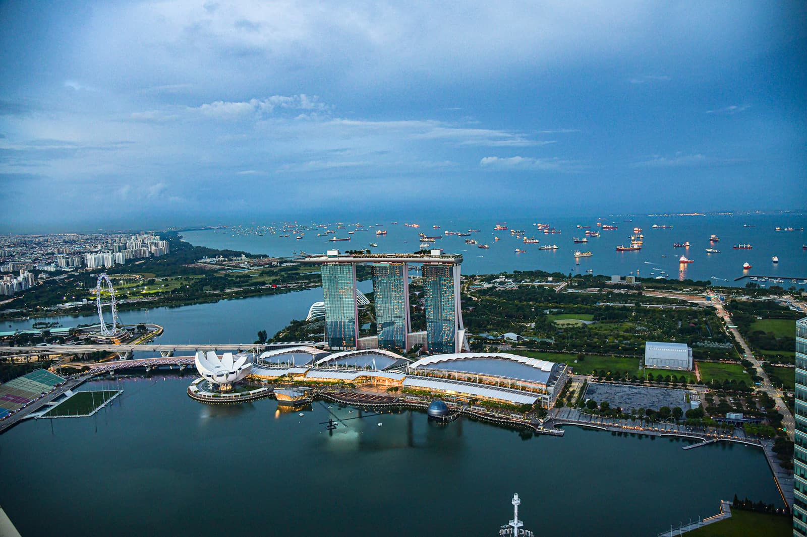 Aerial view of Singapore Marina Bay